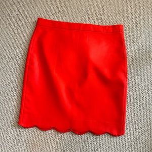 NWT J. Crew Scalloped Hem Pencil Skirt, Size 12, Coral Orange